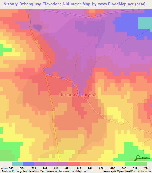 Nizhniy Dzhengutay,Russia Elevation Map