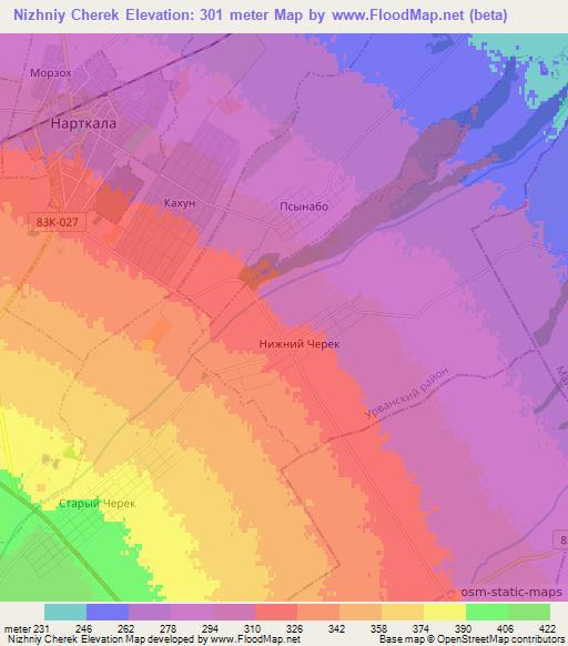 Nizhniy Cherek,Russia Elevation Map