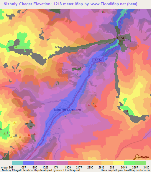 Nizhniy Cheget,Russia Elevation Map