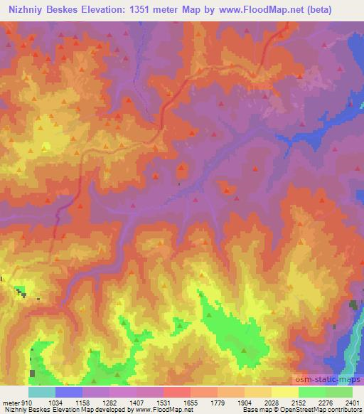 Nizhniy Beskes,Russia Elevation Map