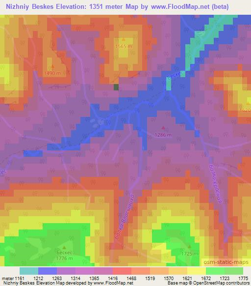 Nizhniy Beskes,Russia Elevation Map