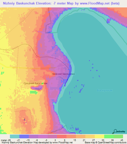 Nizhniy Baskunchak,Russia Elevation Map