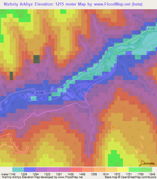 Nizhniy Arkhyz,Russia Elevation Map