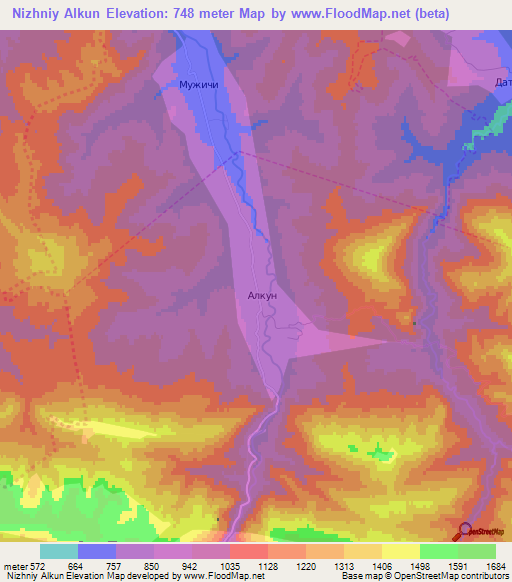 Nizhniy Alkun,Russia Elevation Map