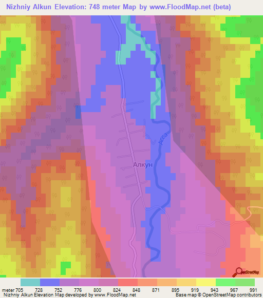 Nizhniy Alkun,Russia Elevation Map