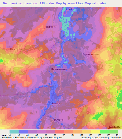 Nizhneivkino,Russia Elevation Map