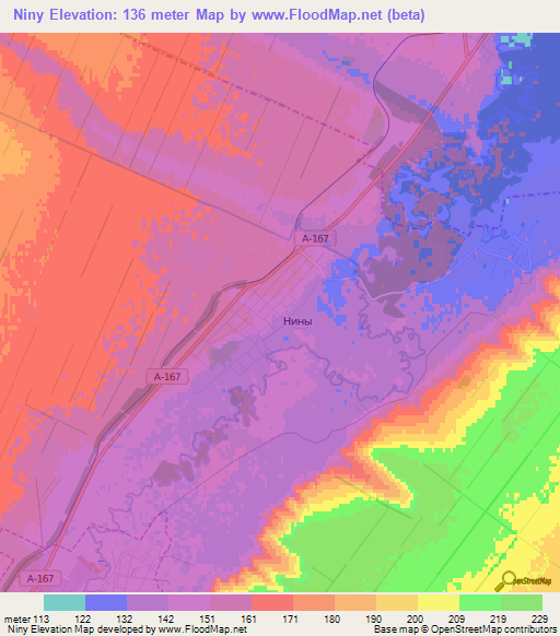 Niny,Russia Elevation Map