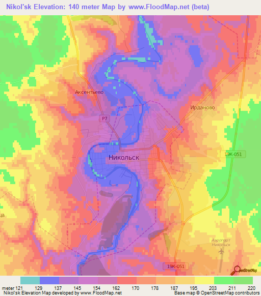 Nikol'sk,Russia Elevation Map