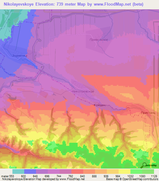 Nikolayevskoye,Russia Elevation Map