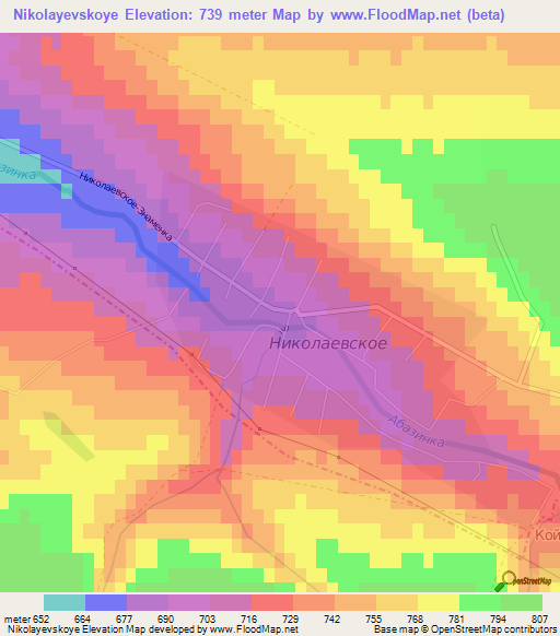 Nikolayevskoye,Russia Elevation Map