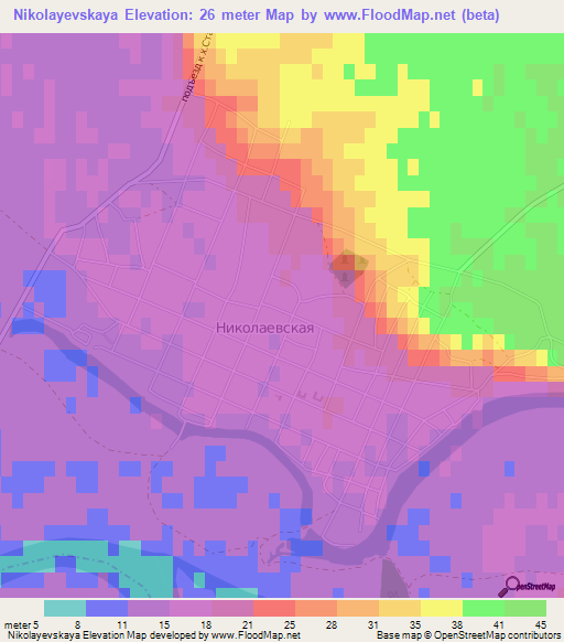 Nikolayevskaya,Russia Elevation Map