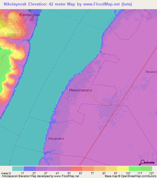 Nikolayevsk,Russia Elevation Map