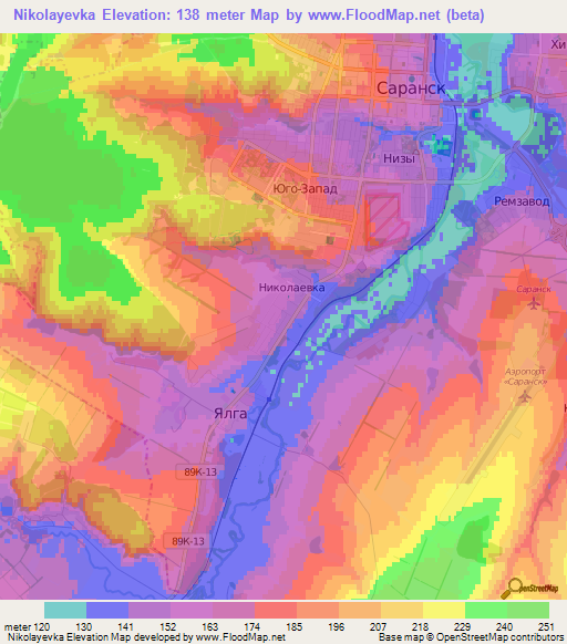 Nikolayevka,Russia Elevation Map