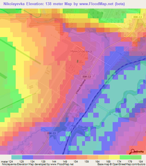 Nikolayevka,Russia Elevation Map