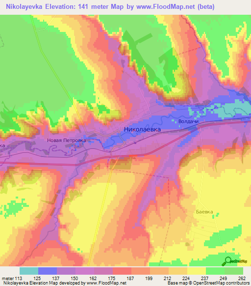 Nikolayevka,Russia Elevation Map