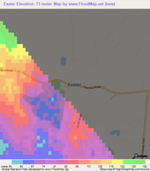 Exeter,US Elevation Map