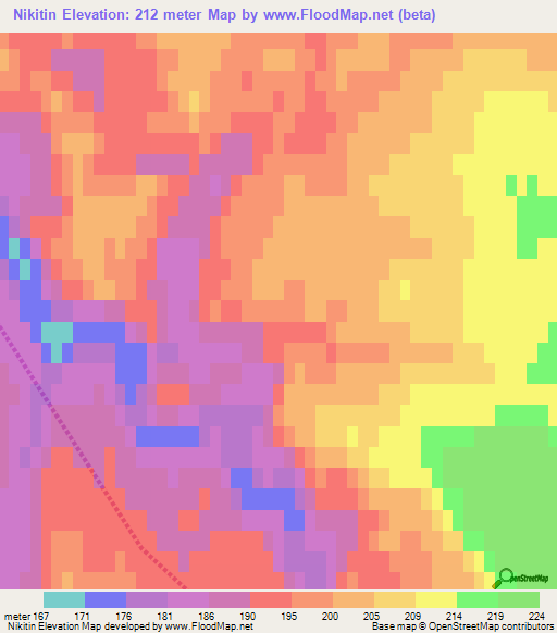 Nikitin,Russia Elevation Map