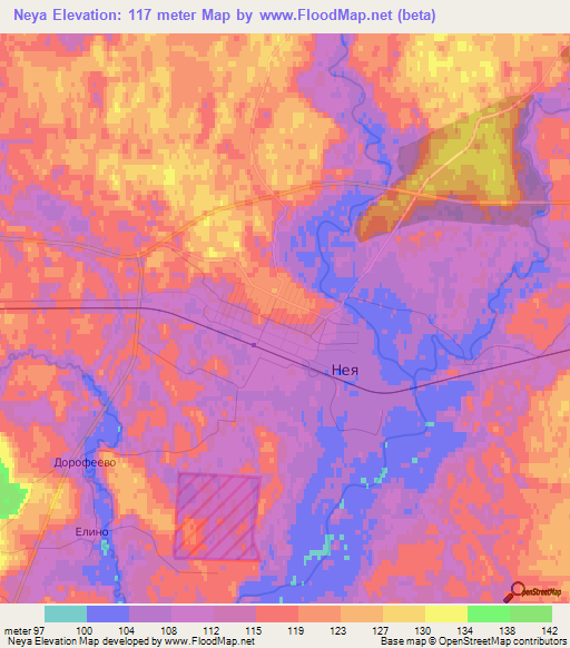 Neya,Russia Elevation Map