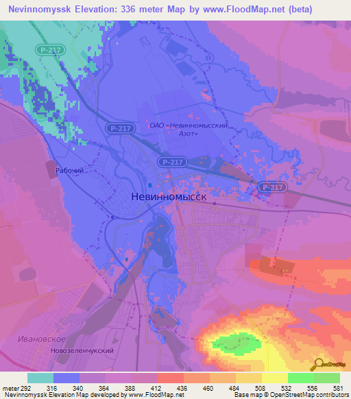 Nevinnomyssk,Russia Elevation Map