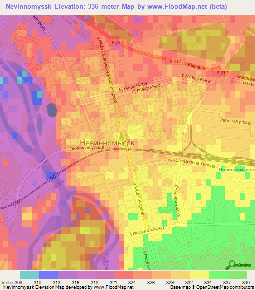 Nevinnomyssk,Russia Elevation Map