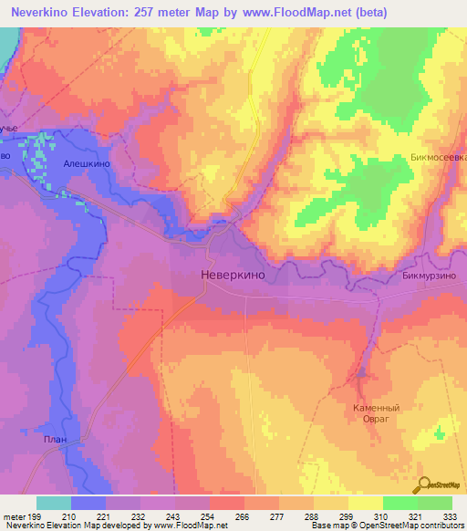 Neverkino,Russia Elevation Map