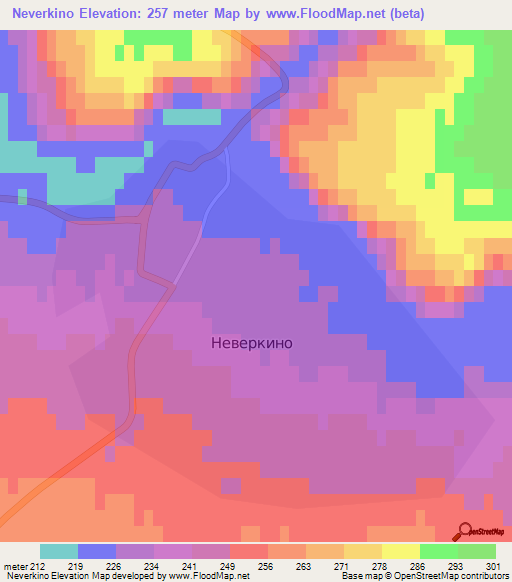 Neverkino,Russia Elevation Map