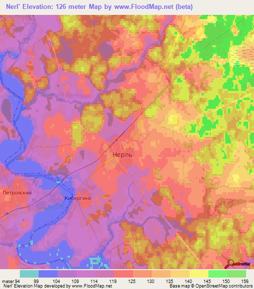 Nerl',Russia Elevation Map