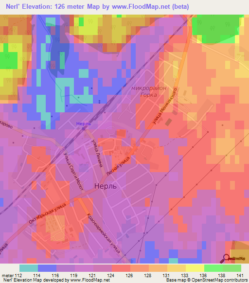 Nerl',Russia Elevation Map