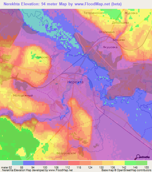 Nerekhta,Russia Elevation Map