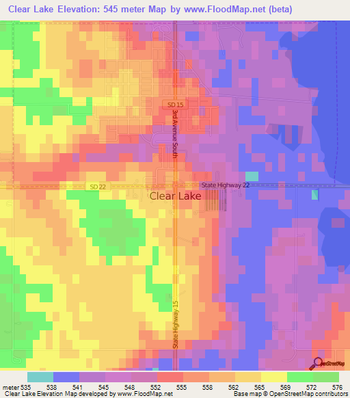 Clear Lake,US Elevation Map