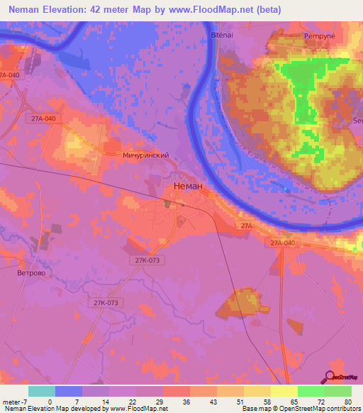 Neman,Russia Elevation Map