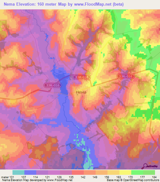 Nema,Russia Elevation Map