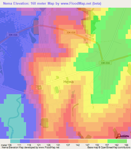 Nema,Russia Elevation Map