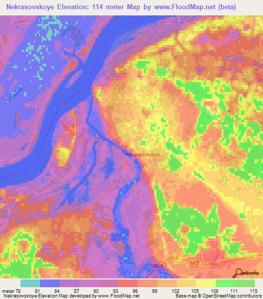 Nekrasovskoye,Russia Elevation Map