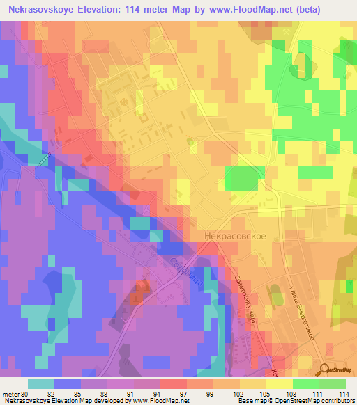 Nekrasovskoye,Russia Elevation Map