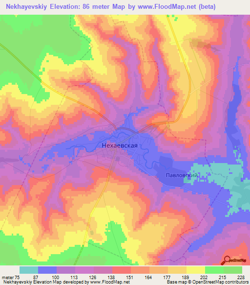 Nekhayevskiy,Russia Elevation Map