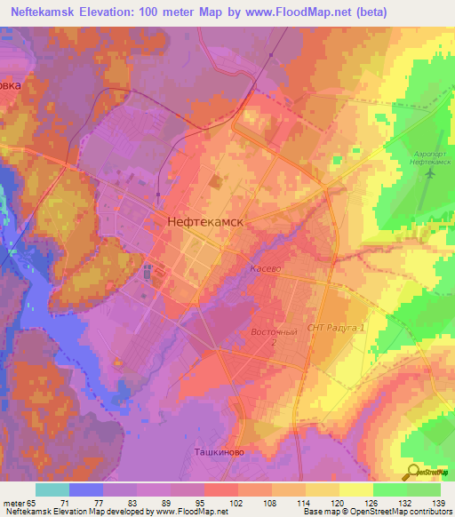 Neftekamsk,Russia Elevation Map