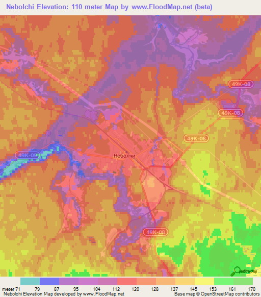 Nebolchi,Russia Elevation Map