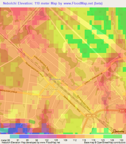 Nebolchi,Russia Elevation Map