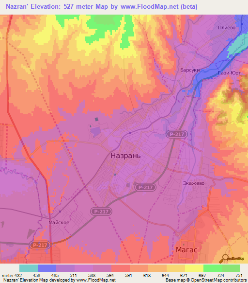 Nazran',Russia Elevation Map