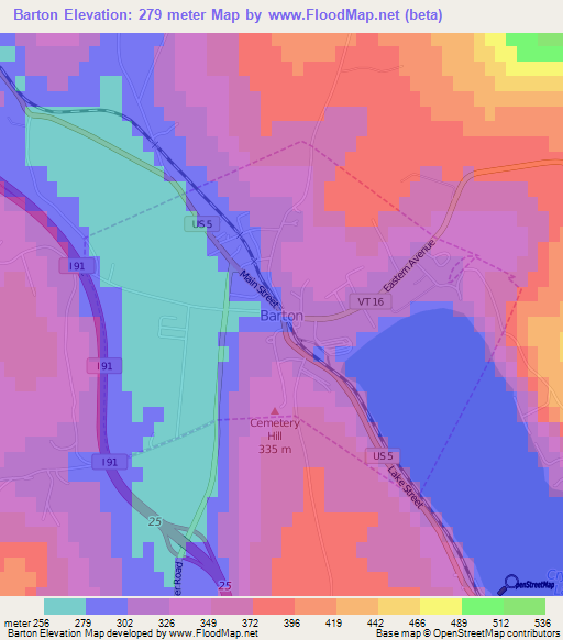 Barton,US Elevation Map