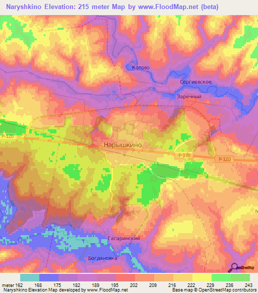 Naryshkino,Russia Elevation Map