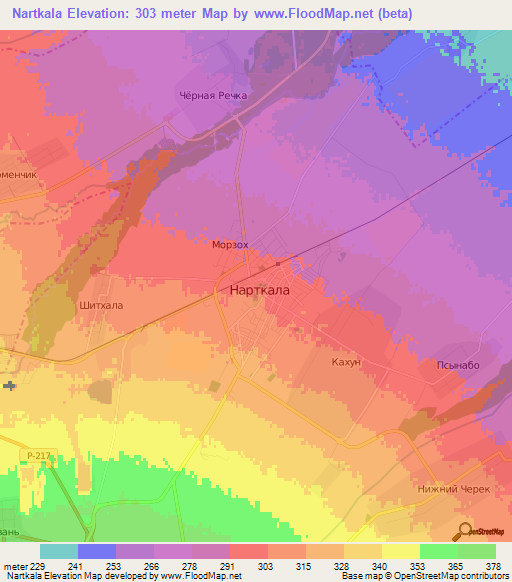 Nartkala,Russia Elevation Map