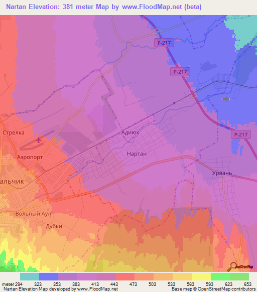 Nartan,Russia Elevation Map