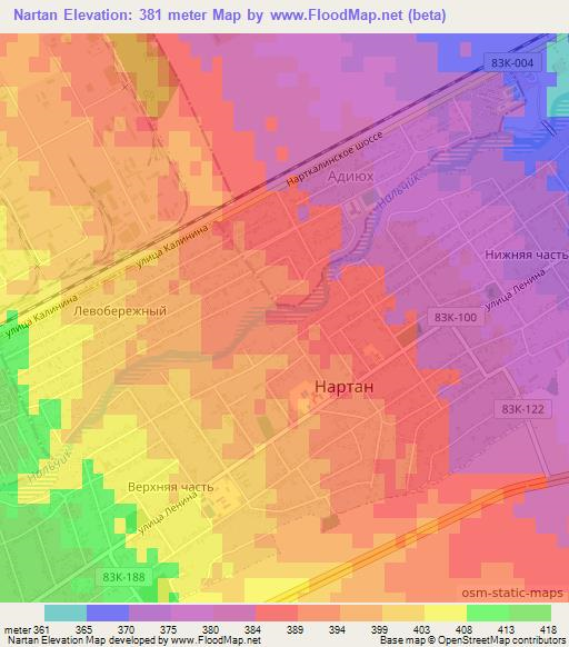 Nartan,Russia Elevation Map