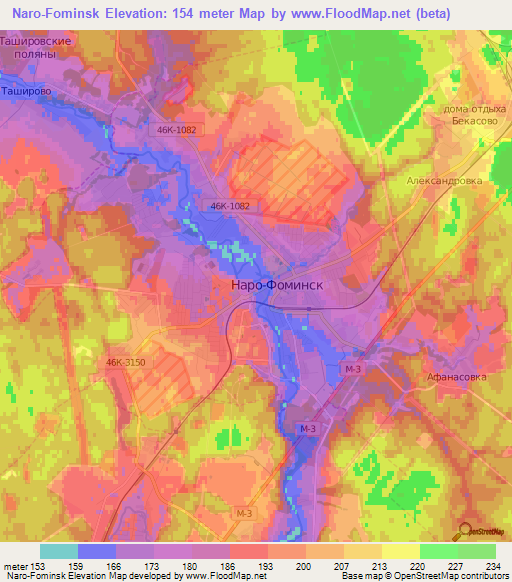 Naro-Fominsk,Russia Elevation Map