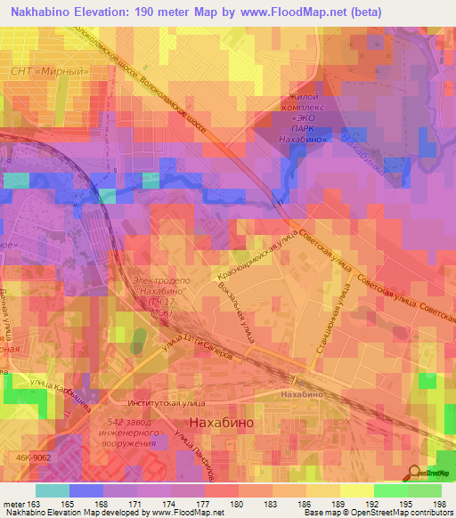 Nakhabino,Russia Elevation Map