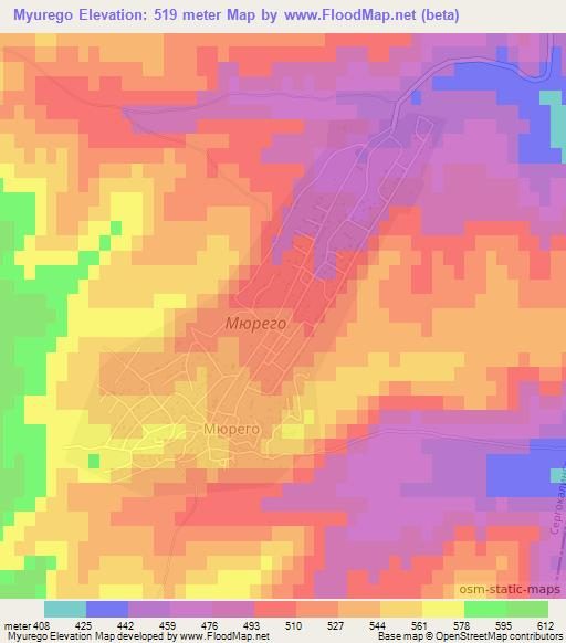 Myurego,Russia Elevation Map