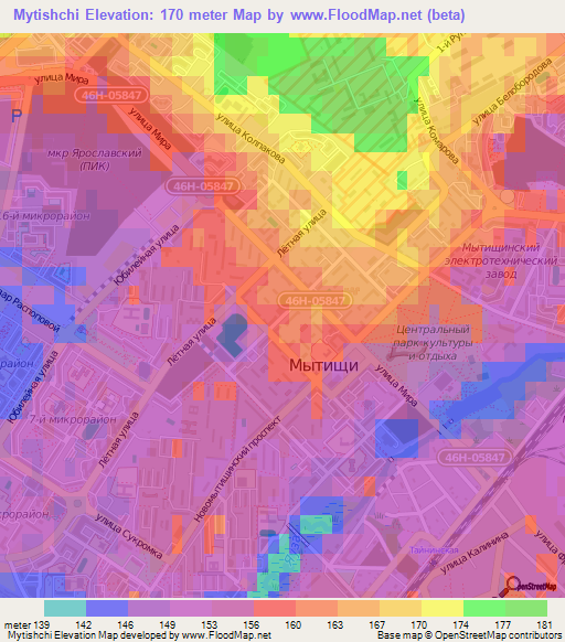 Mytishchi,Russia Elevation Map