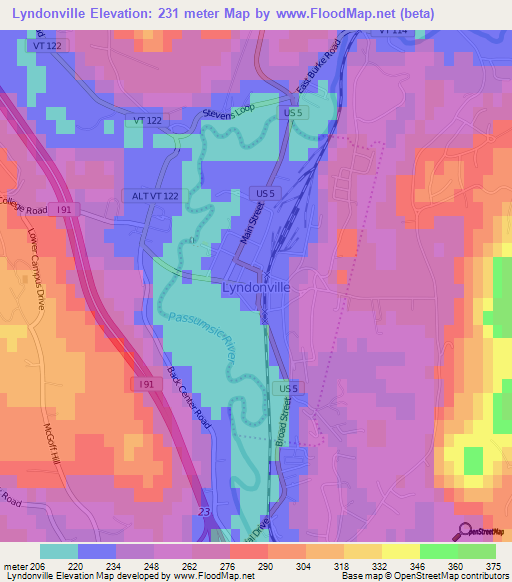 Lyndonville,US Elevation Map